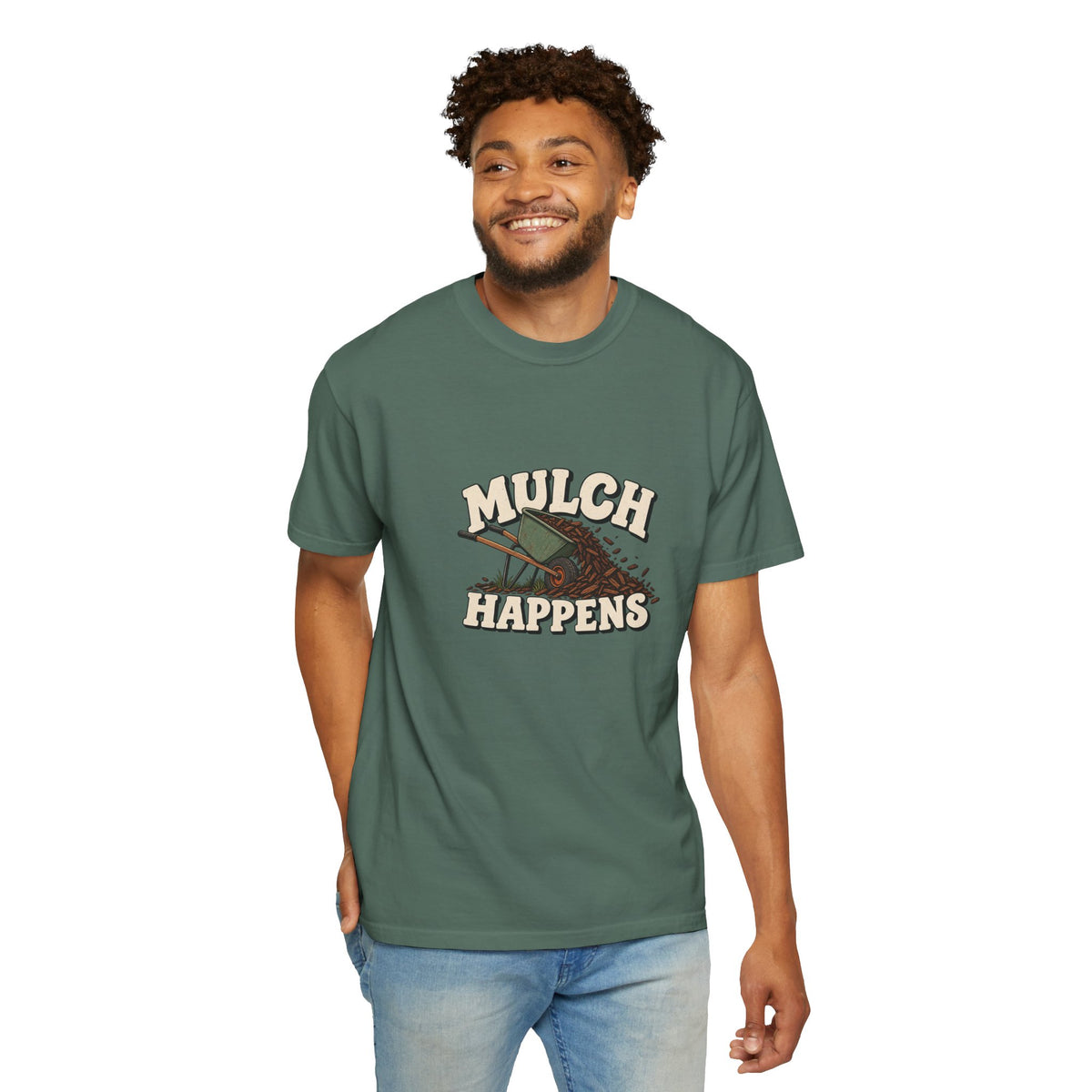 Mulch Happens T-Shirt – Funny Gardening Tee for Gardeners & Landscapers