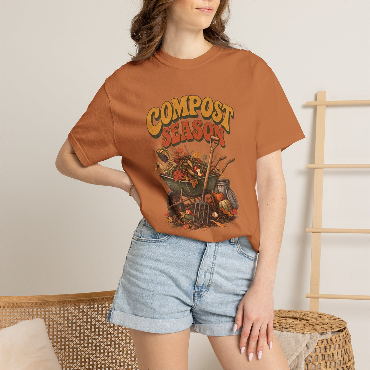 Compost Season T-Shirt — Vintage Wheelbarrow & Harvest Garden Tee