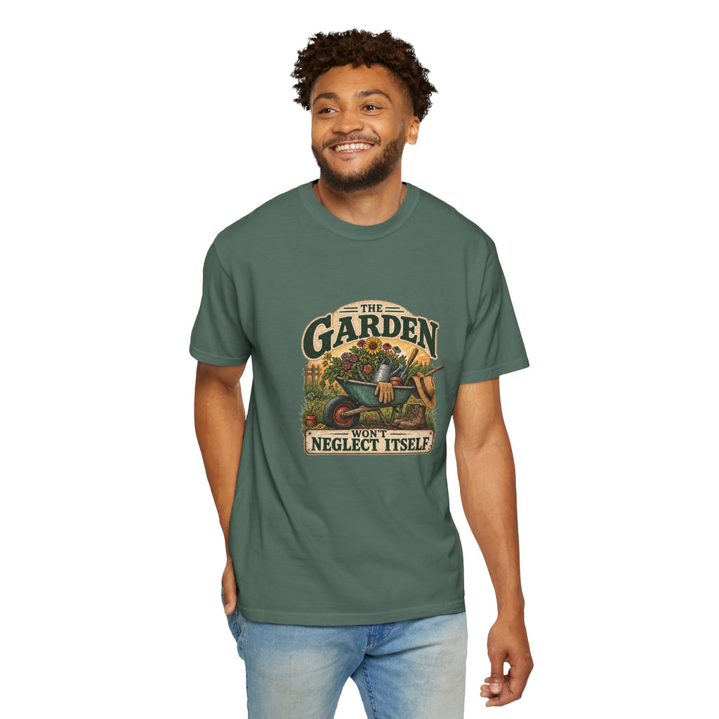 Garden T-Shirt — "The Garden Won’t Neglect Itself" Vintage Gardening Tee
