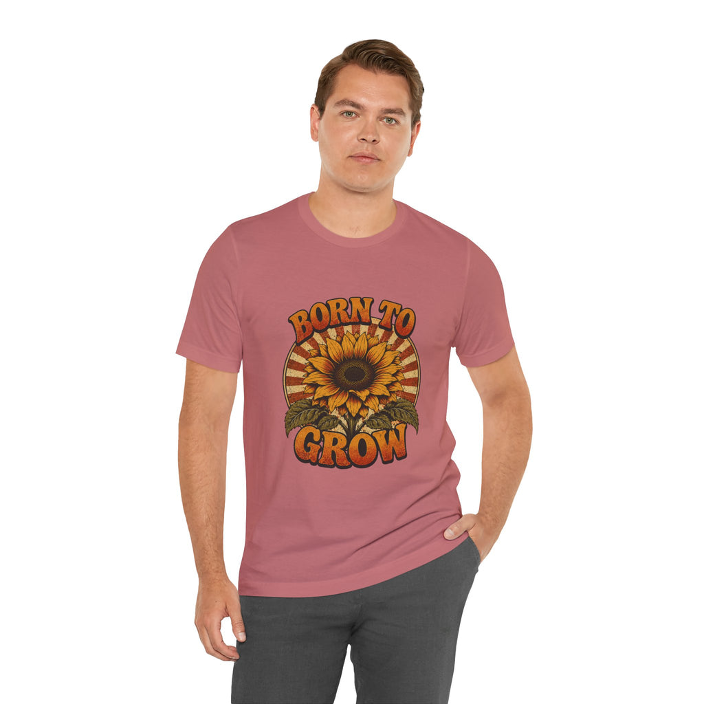 Born to Grow Sunflower Tee — Vintage Botanical Garden Shirt