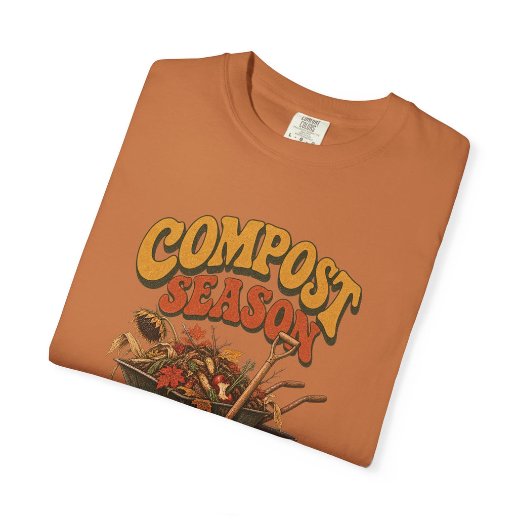 Compost Season T-Shirt — Vintage Wheelbarrow & Harvest Garden Tee