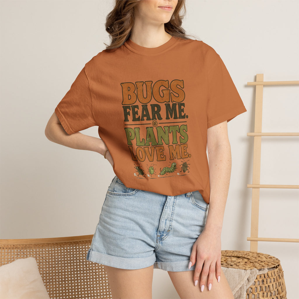 Plants Love Me T-Shirt — “Bugs Fear Me” Vintage Plant Lover Tee