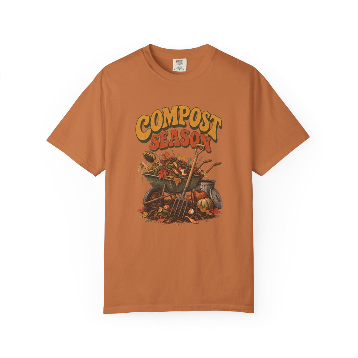 Compost Season T-Shirt — Vintage Wheelbarrow & Harvest Garden Tee