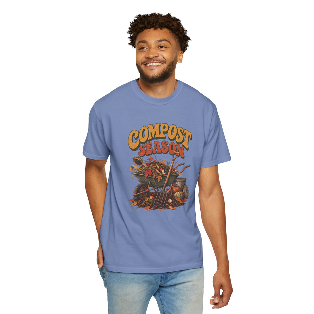 Compost Season T-Shirt — Vintage Wheelbarrow & Harvest Garden Tee
