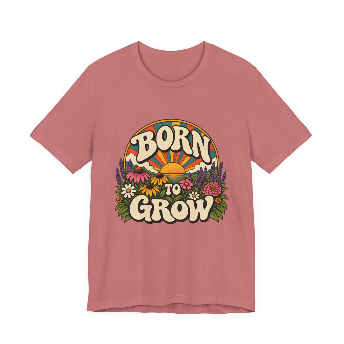 Born to Grow T‑Shirt — Retro Floral Gardening Tee