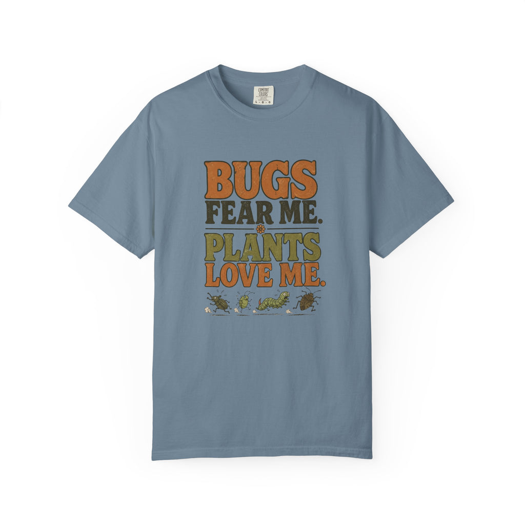 Plants Love Me T-Shirt — “Bugs Fear Me” Vintage Plant Lover Tee
