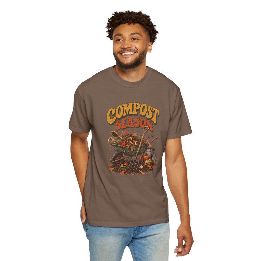 Compost Season T-Shirt — Vintage Wheelbarrow & Harvest Garden Tee