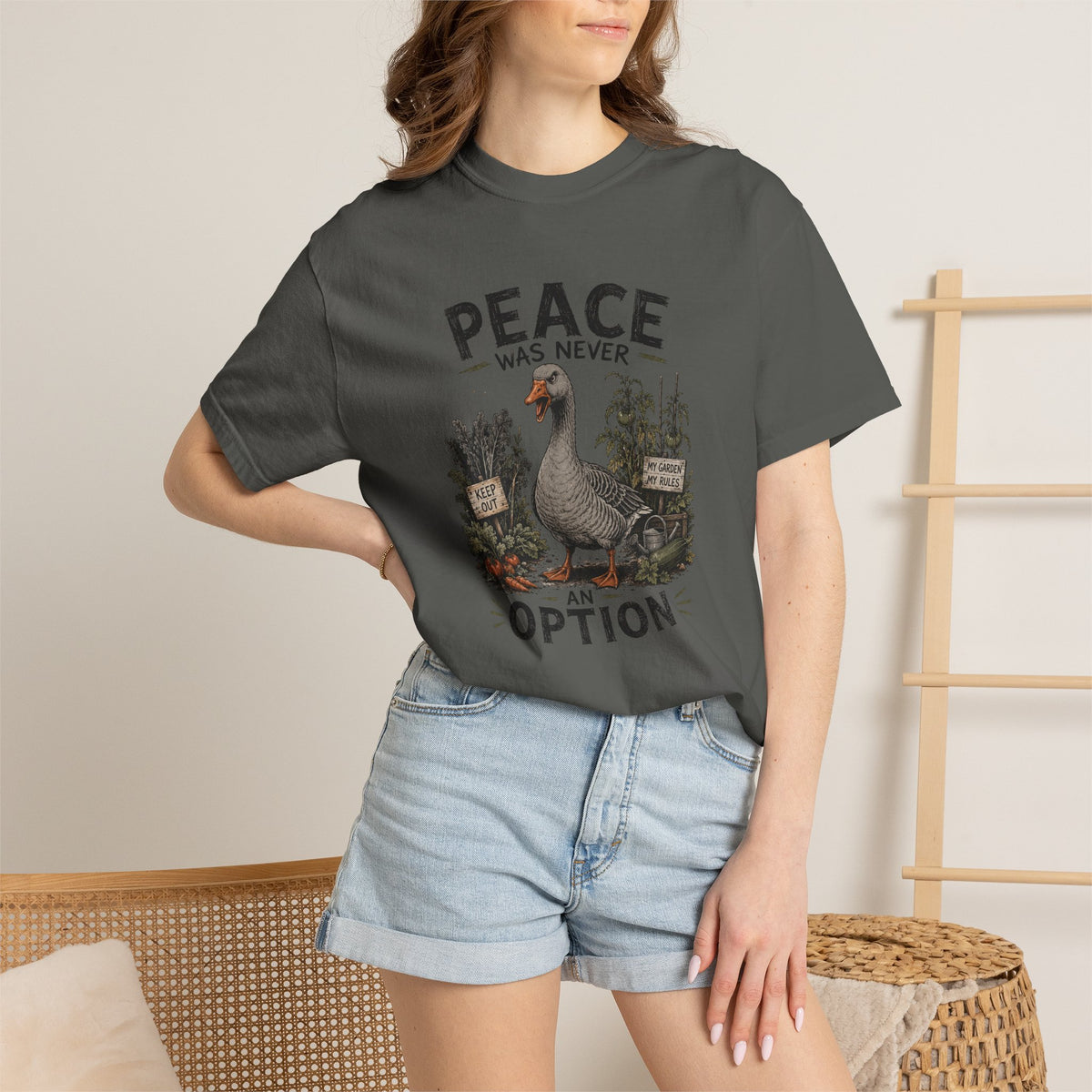 Peace Was Never an Option Tee — Vintage Goose Graphic T-Shirt