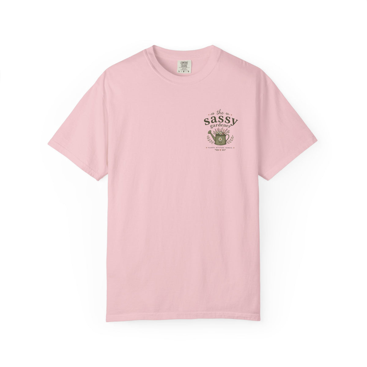 Sassy Garden Tools T-Shirt | Fork & Trowel Floral Crest