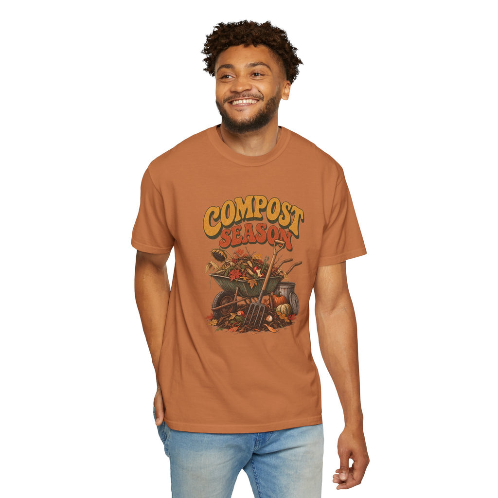 Compost Season T-Shirt — Vintage Wheelbarrow & Harvest Garden Tee