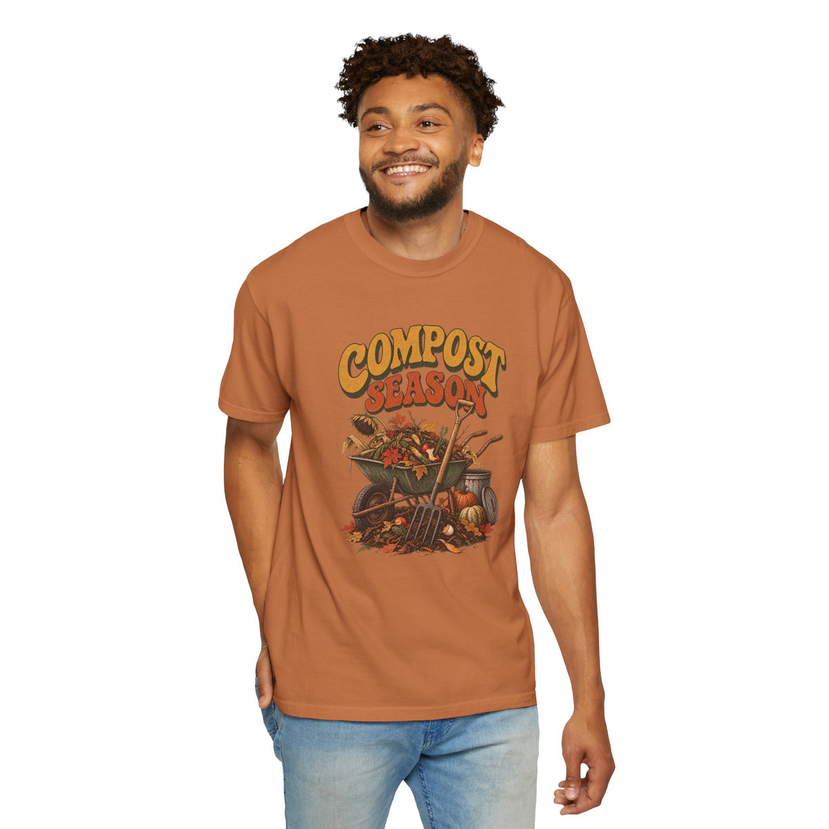 Compost Season T-Shirt — Vintage Wheelbarrow & Harvest Garden Tee