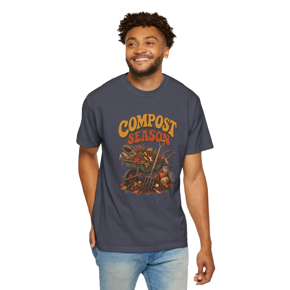 Compost Season T-Shirt — Vintage Wheelbarrow & Harvest Garden Tee