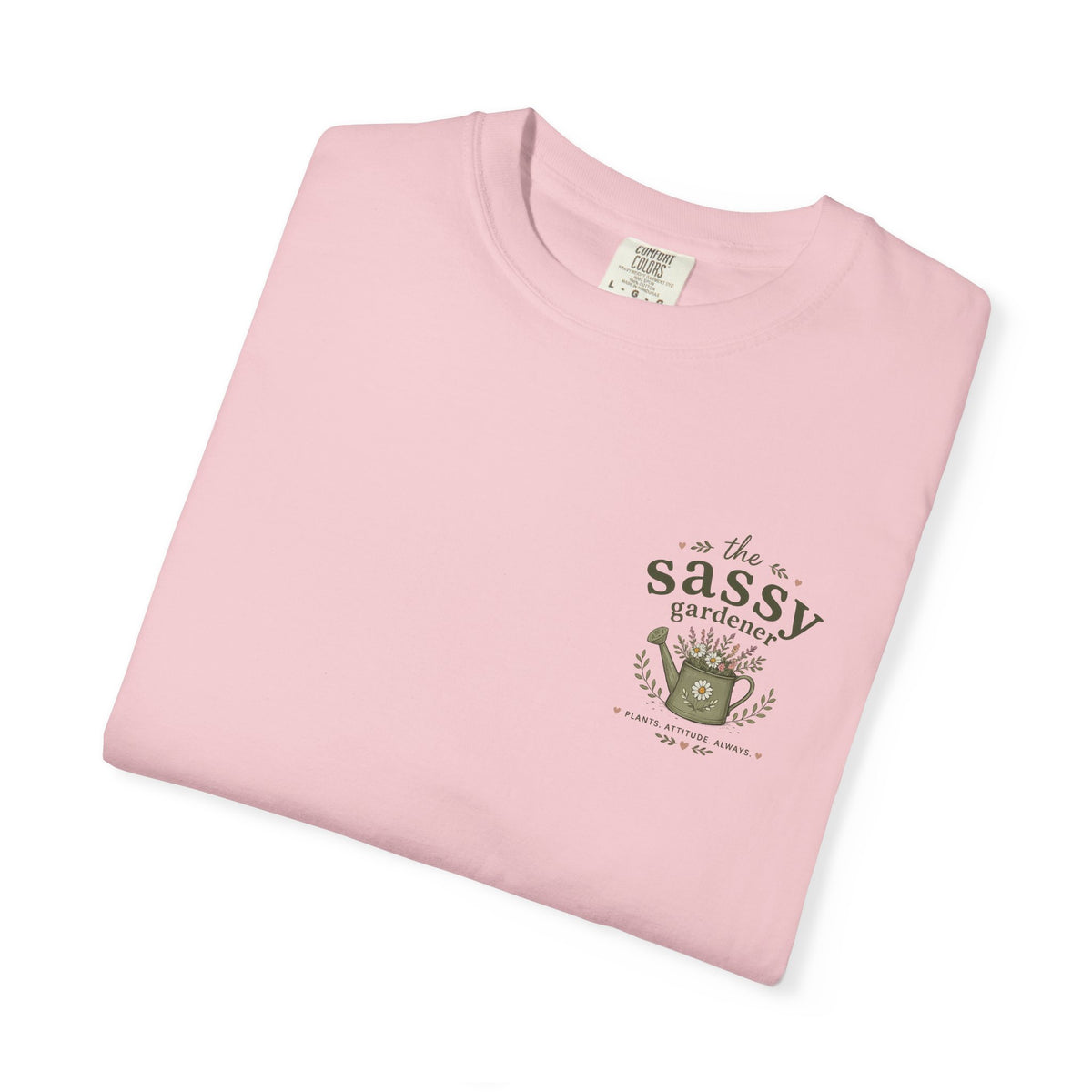 Sassy Garden Tools T-Shirt | Fork & Trowel Floral Crest
