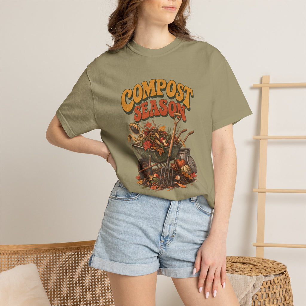 Compost Season T-Shirt — Vintage Wheelbarrow & Harvest Garden Tee
