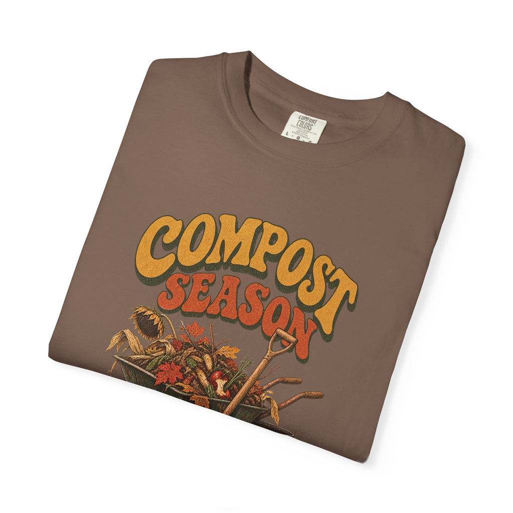 Compost Season T-Shirt — Vintage Wheelbarrow & Harvest Garden Tee