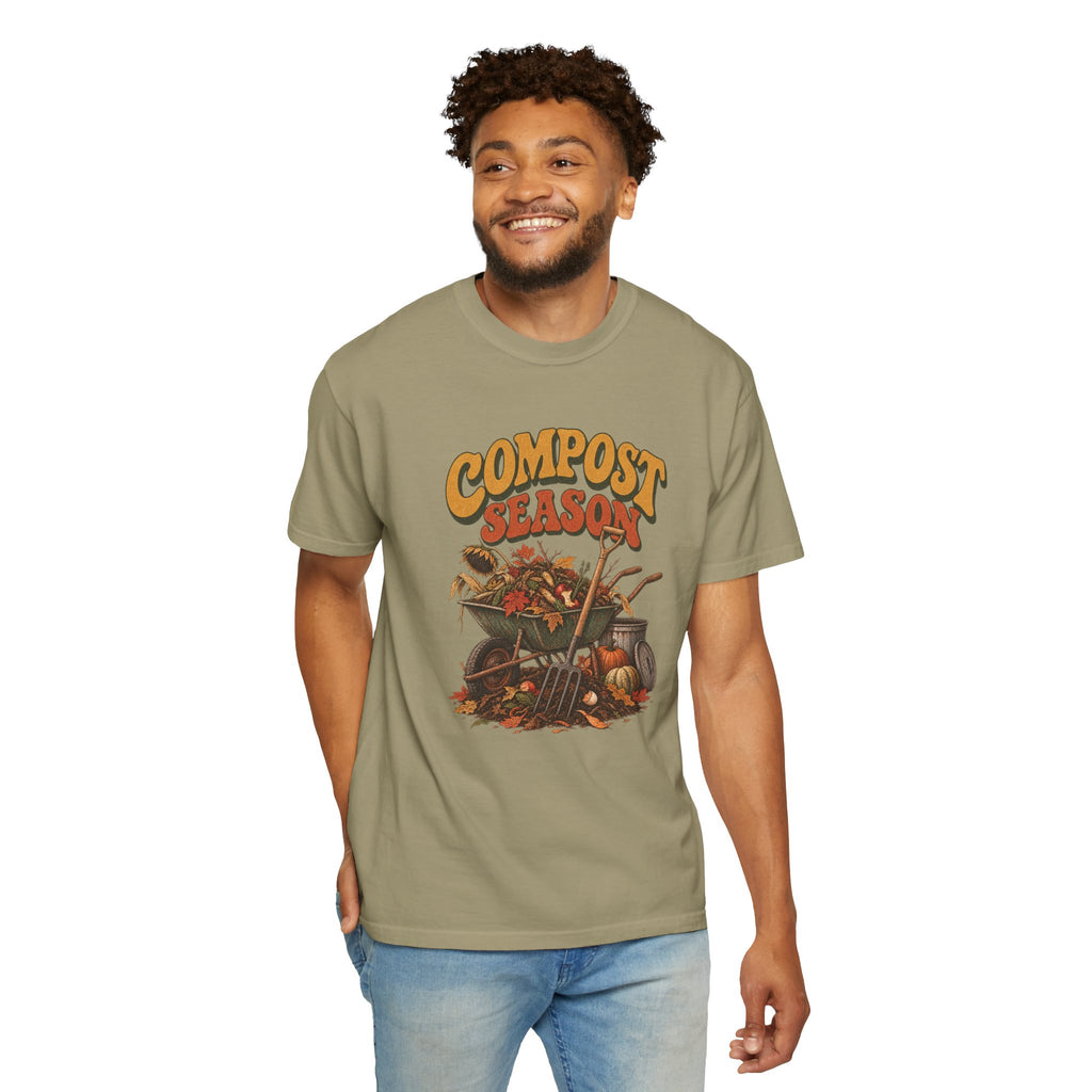 Compost Season T-Shirt — Vintage Wheelbarrow & Harvest Garden Tee