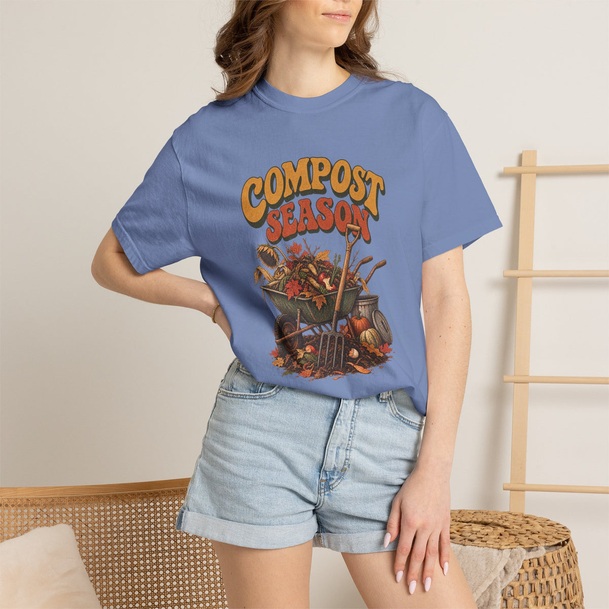 Compost Season T-Shirt — Vintage Wheelbarrow & Harvest Garden Tee