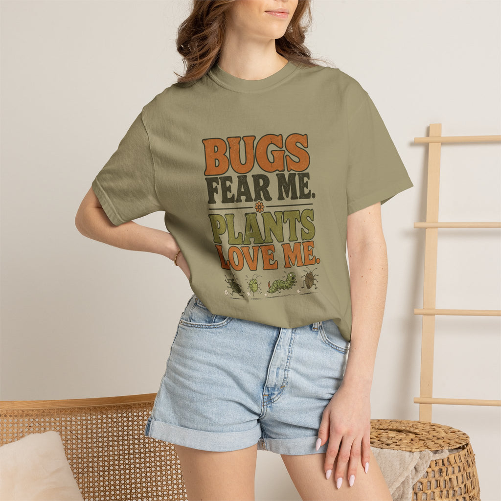 Plants Love Me T-Shirt — “Bugs Fear Me” Vintage Plant Lover Tee