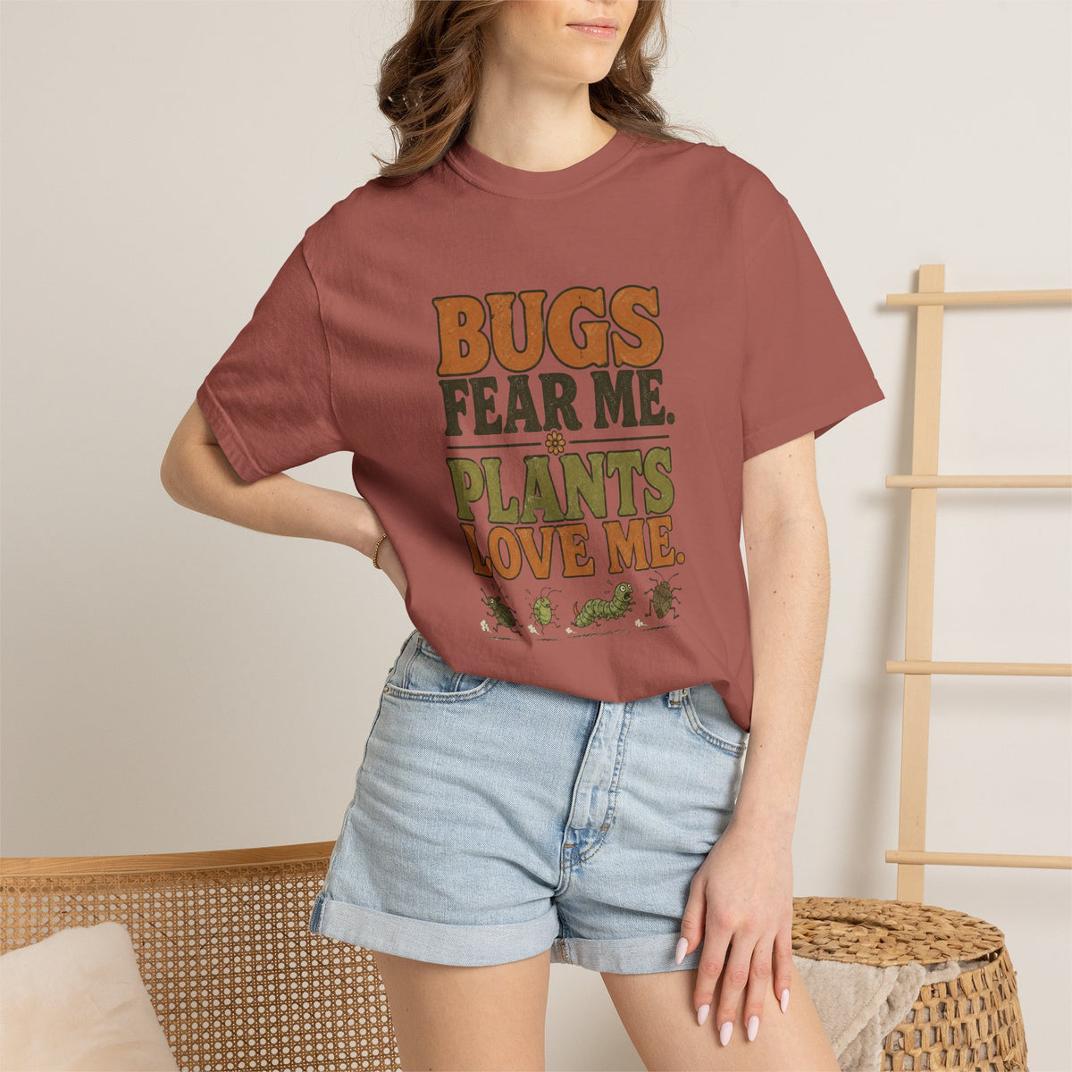Plants Love Me T-Shirt — “Bugs Fear Me” Vintage Plant Lover Tee