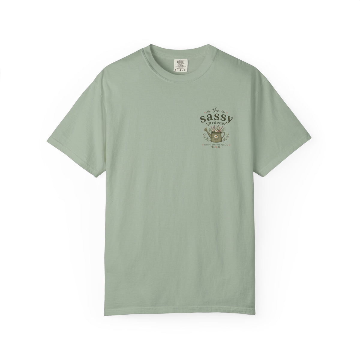 Sassy Garden Tools T-Shirt | Fork & Trowel Floral Crest