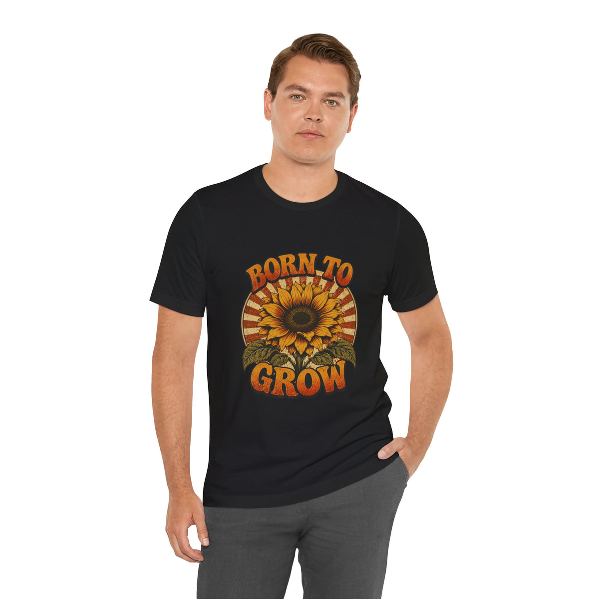 Born to Grow Sunflower Tee — Vintage Botanical Garden Shirt