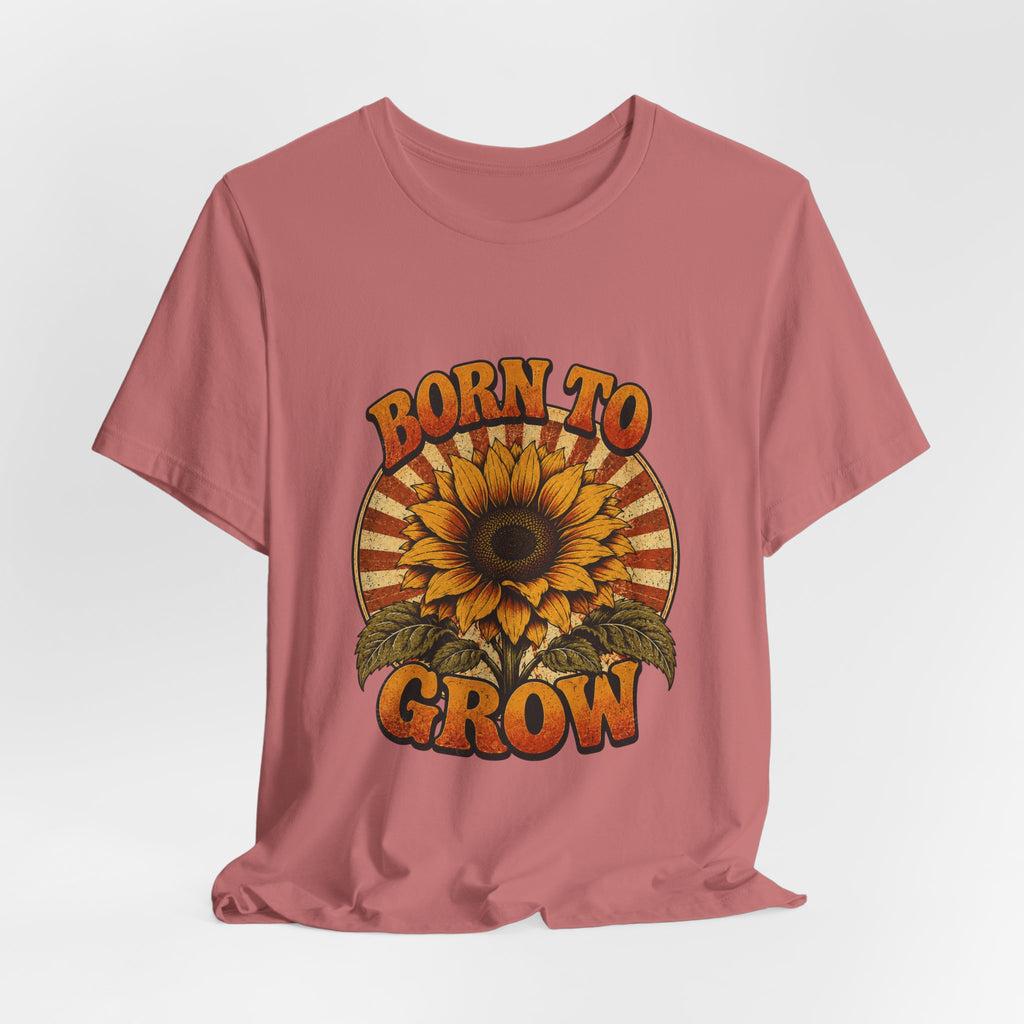 Born to Grow Sunflower Tee — Vintage Botanical Garden Shirt