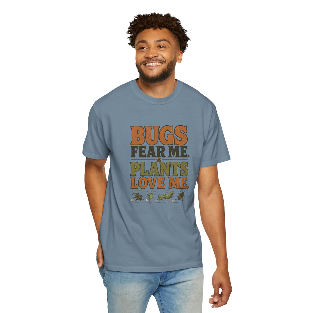 Plants Love Me T-Shirt — “Bugs Fear Me” Vintage Plant Lover Tee