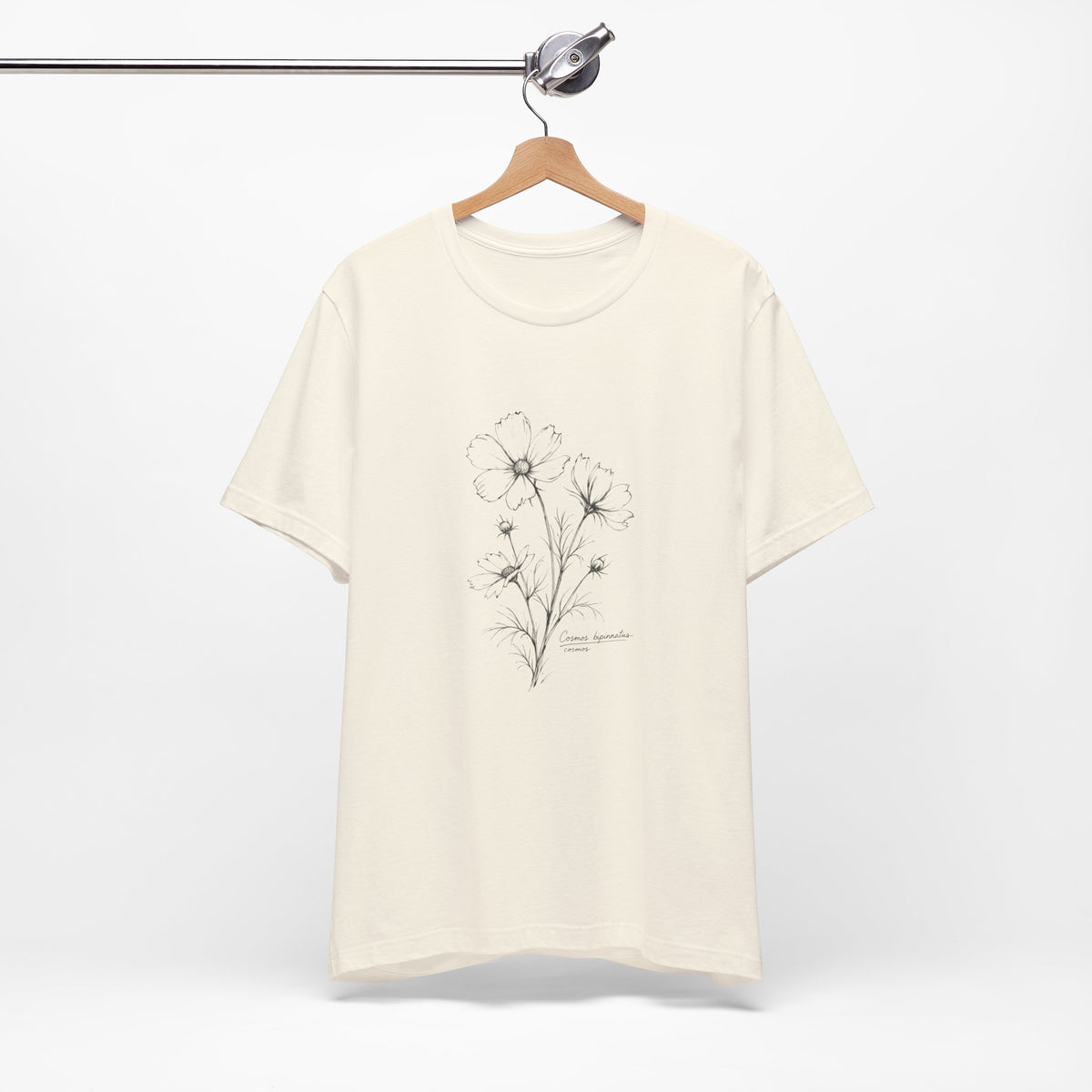 Botanical Sketch Tee —Vintage Cosmos Illustration T-Shirt