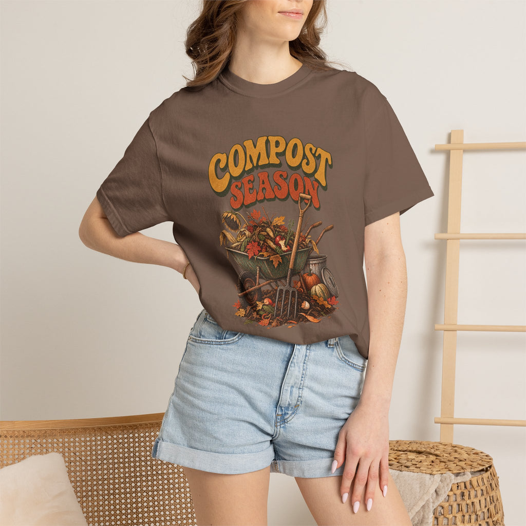 Compost Season T-Shirt — Vintage Wheelbarrow & Harvest Garden Tee