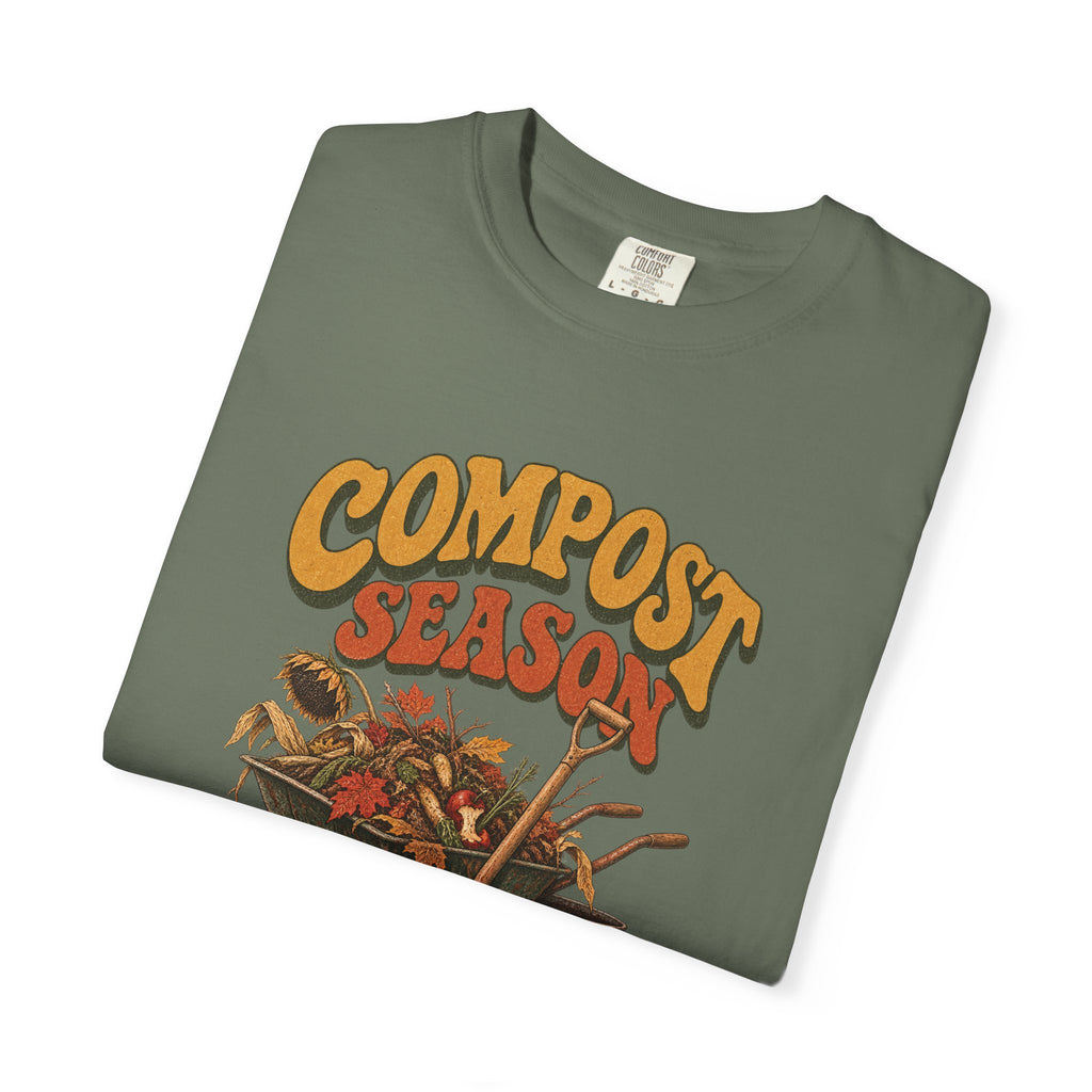 Compost Season T-Shirt — Vintage Wheelbarrow & Harvest Garden Tee