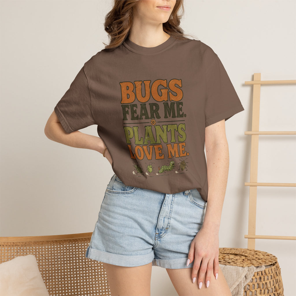 Plants Love Me T-Shirt — “Bugs Fear Me” Vintage Plant Lover Tee
