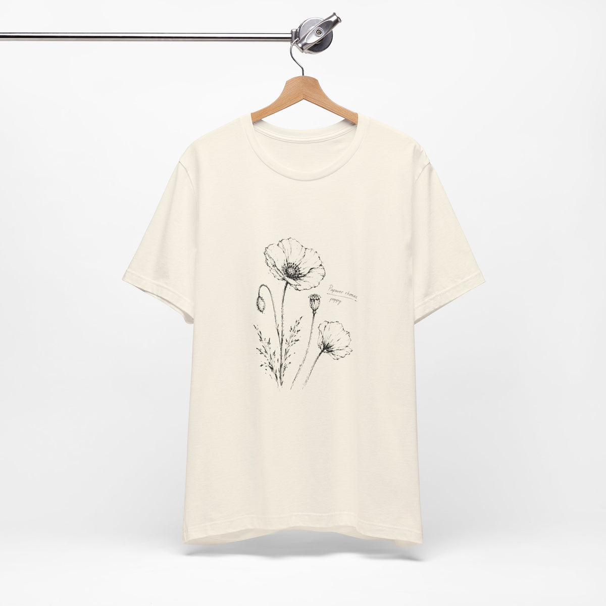 Botanical Sketch Tee —Vintage Poppy Illustration T-Shirt