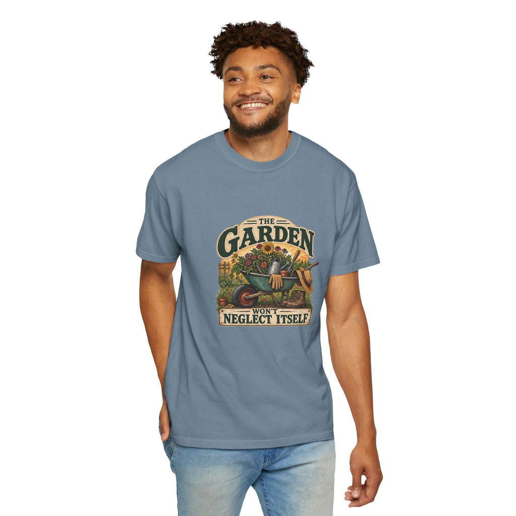 Garden T-Shirt — "The Garden Won’t Neglect Itself" Vintage Gardening Tee