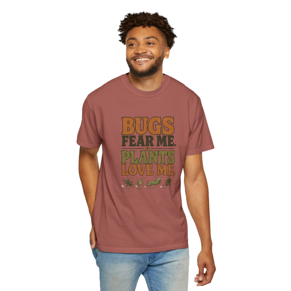 Plants Love Me T-Shirt — “Bugs Fear Me” Vintage Plant Lover Tee