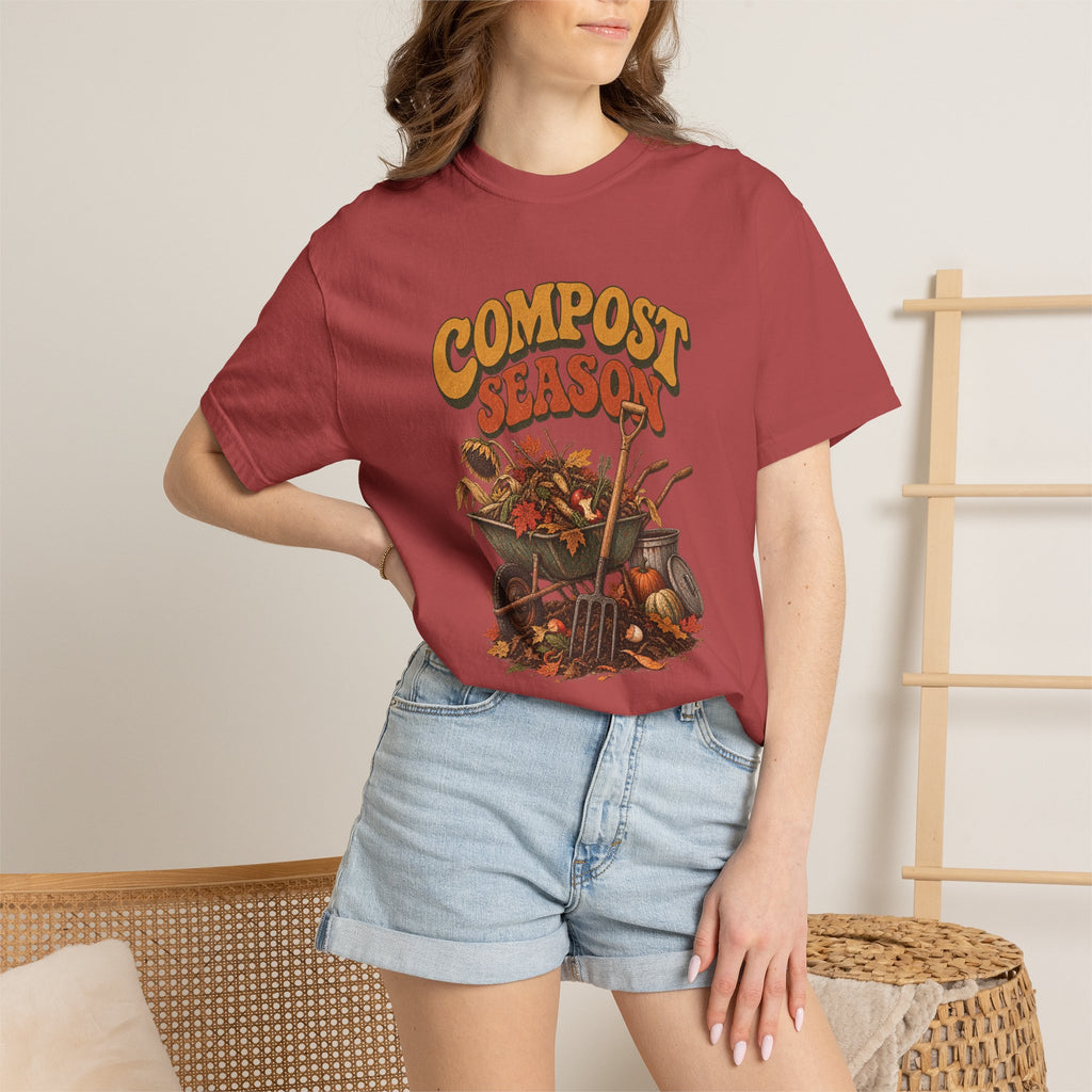 Compost Season T-Shirt — Vintage Wheelbarrow & Harvest Garden Tee