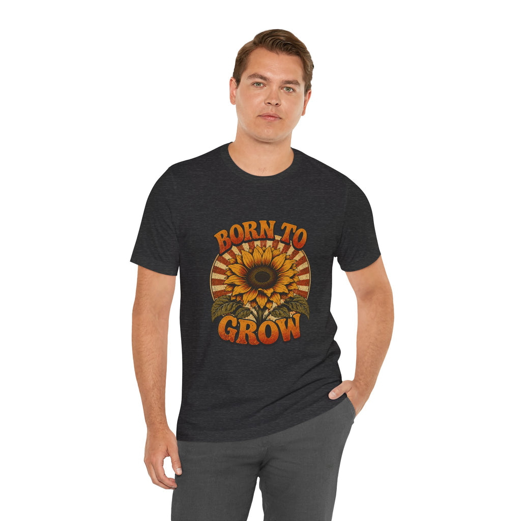 Born to Grow Sunflower Tee — Vintage Botanical Garden Shirt