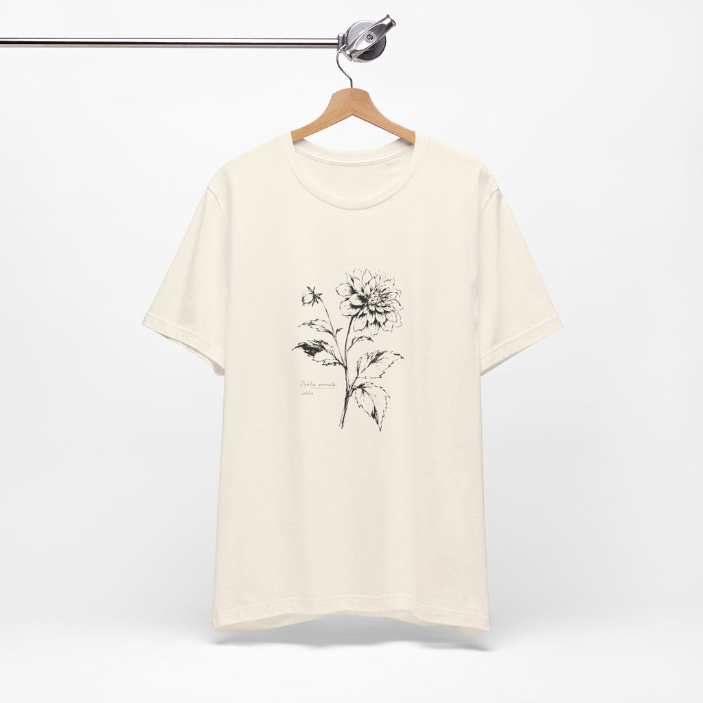 Botanical Sketch Tee — Vintage Dahlia Illustration T‑Shirt