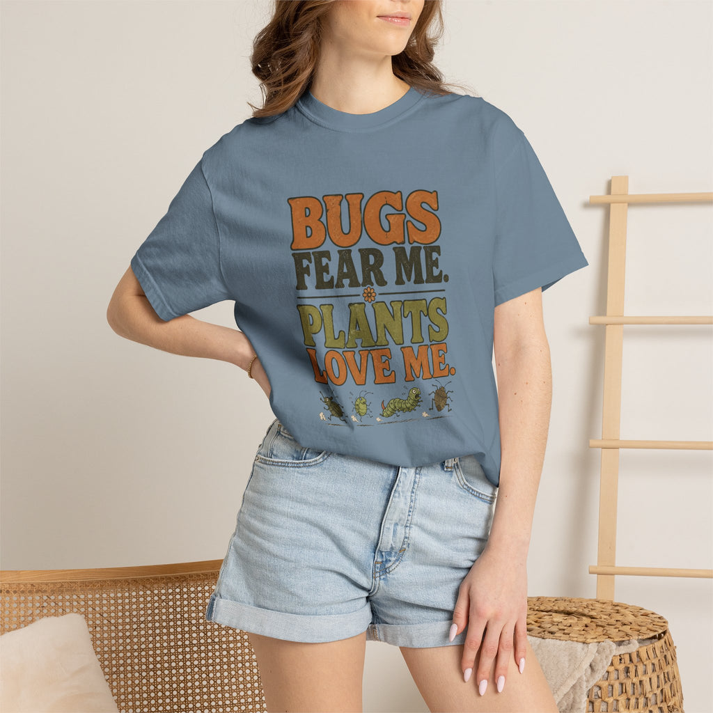 Plants Love Me T-Shirt — “Bugs Fear Me” Vintage Plant Lover Tee