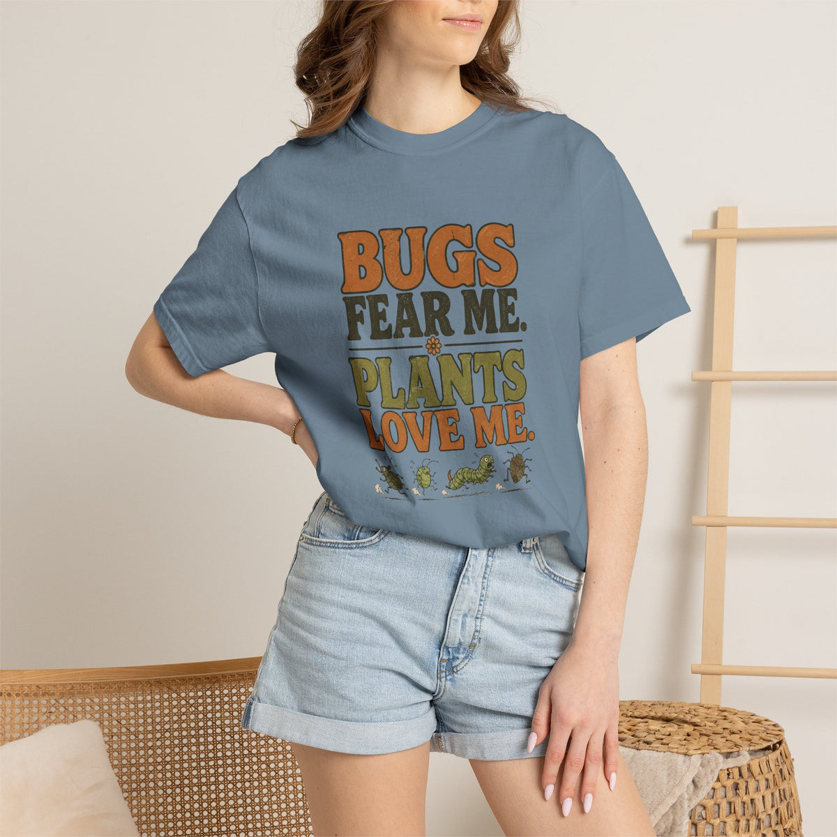 Plants Love Me T-Shirt — “Bugs Fear Me” Vintage Plant Lover Tee
