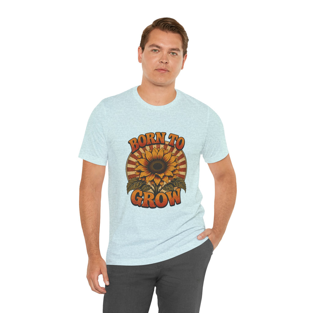 Born to Grow Sunflower Tee — Vintage Botanical Garden Shirt