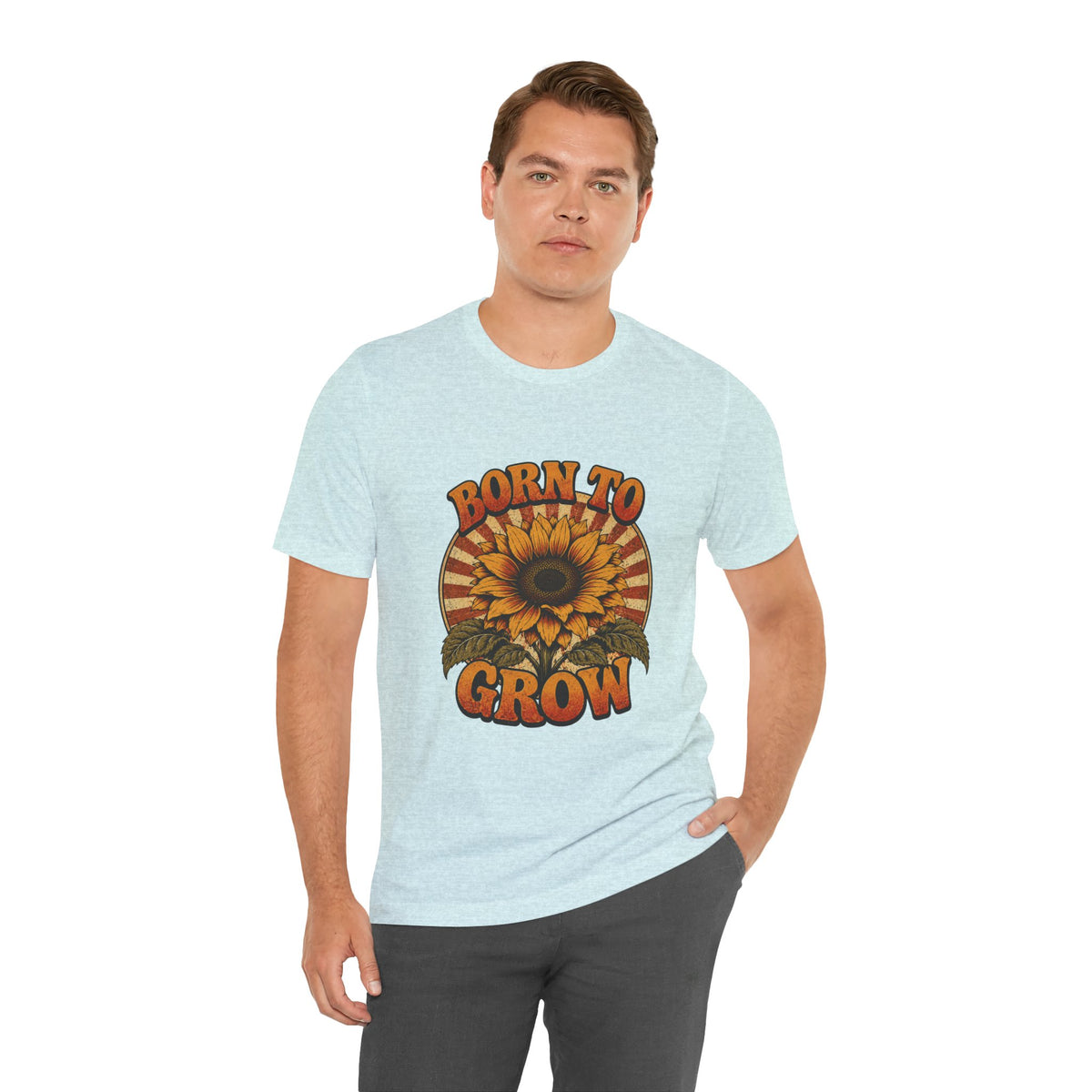 Born to Grow Sunflower Tee — Vintage Botanical Garden Shirt