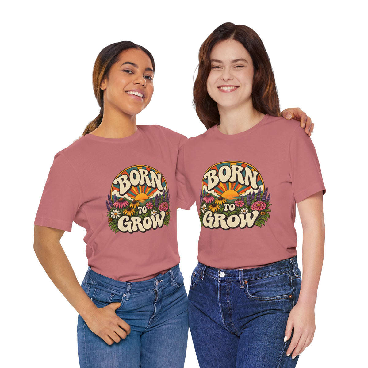 Born to Grow T‑Shirt — Retro Floral Gardening Tee