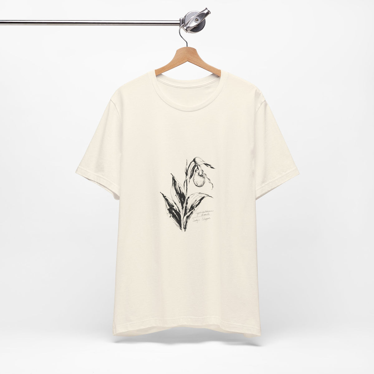 Botanical Sketch Tee — Vintage Lady's Slipper Illustration  T-Shirt