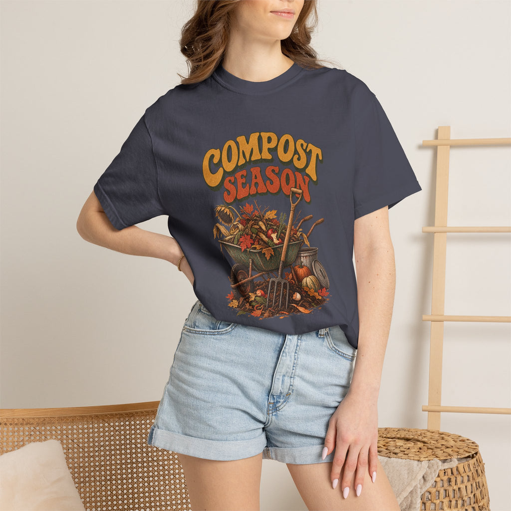 Compost Season T-Shirt — Vintage Wheelbarrow & Harvest Garden Tee