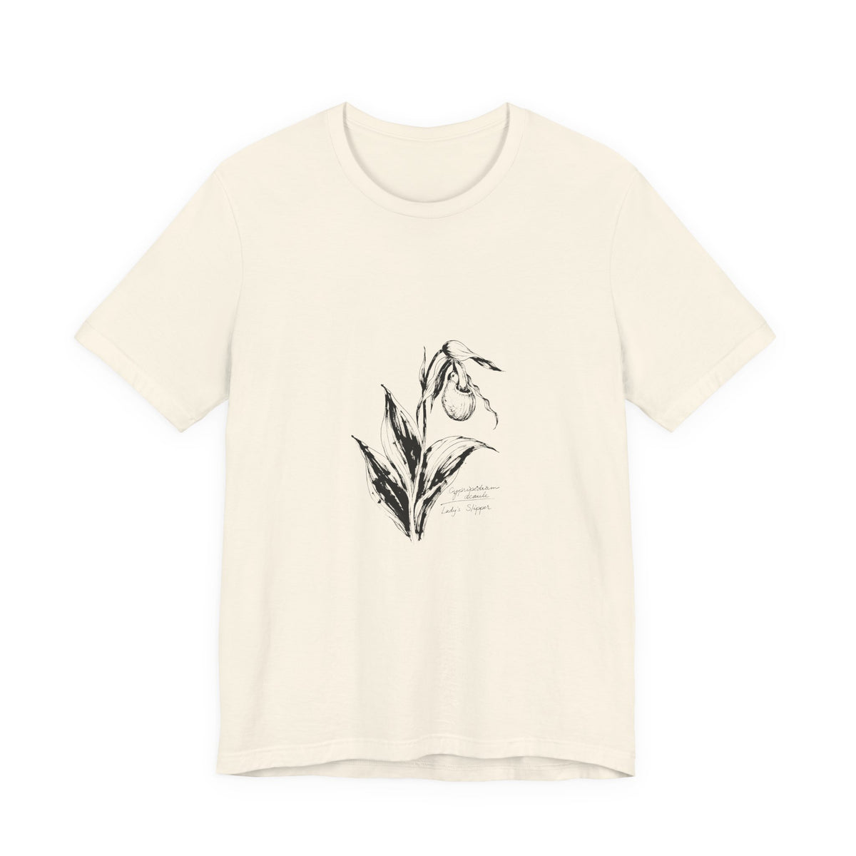 Botanical Sketch Tee — Vintage Lady's Slipper Illustration  T-Shirt