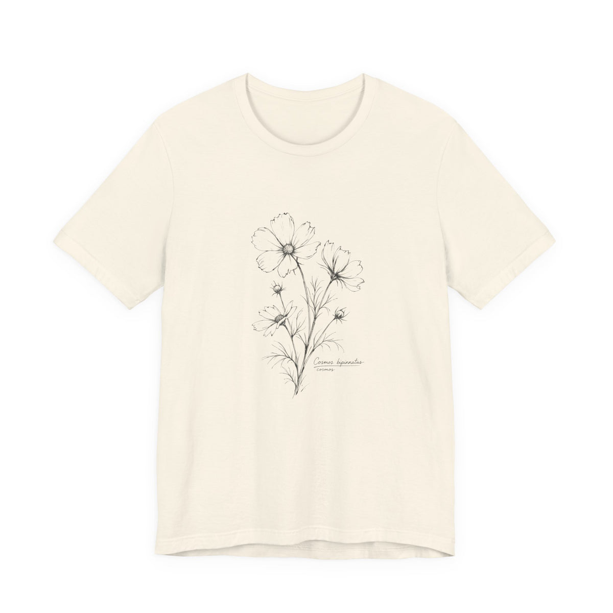 Botanical Sketch Tee —Vintage Cosmos Illustration T-Shirt