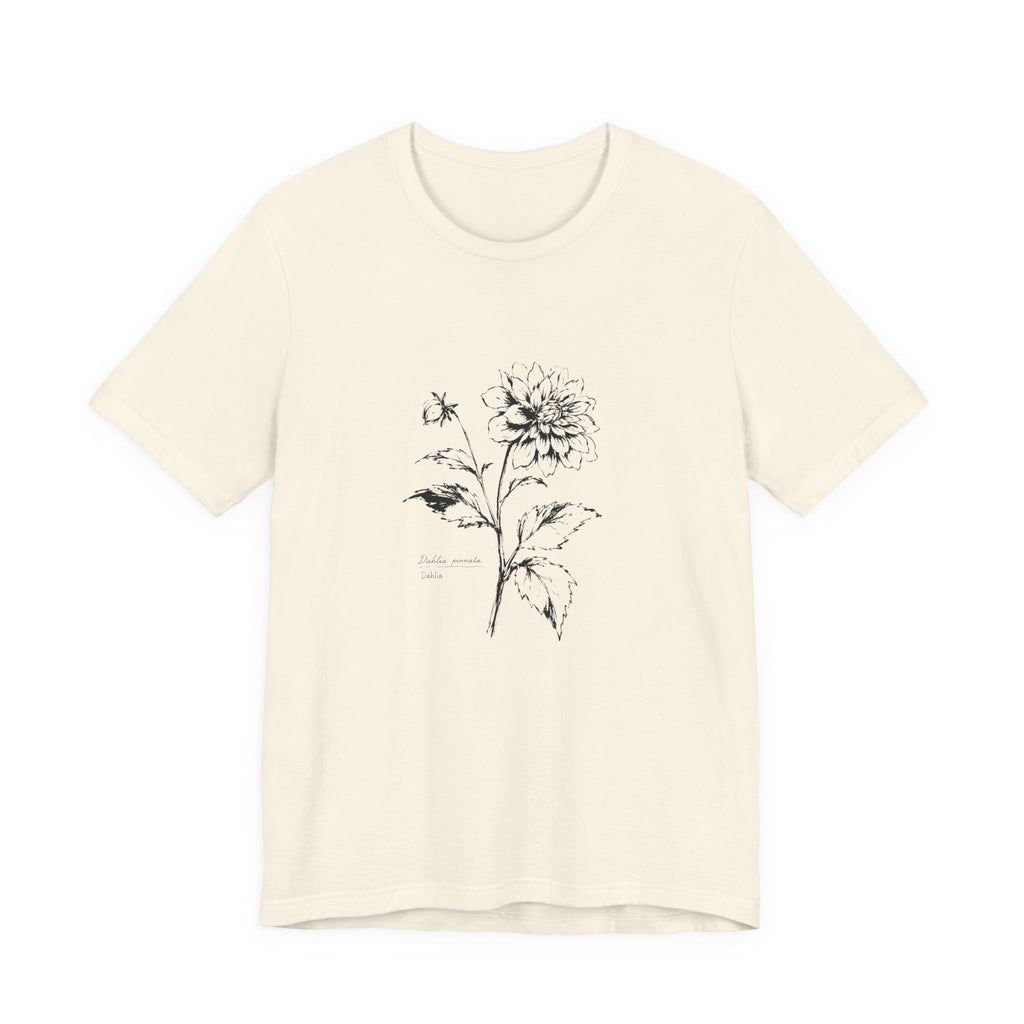 Botanical Sketch Tee — Vintage Dahlia Illustration T‑Shirt