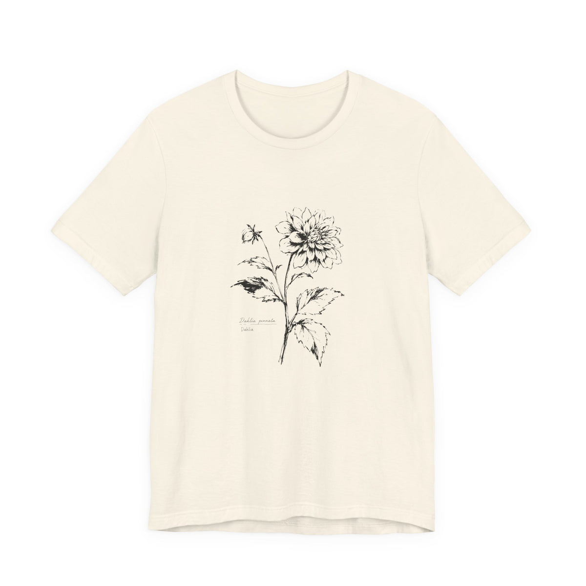 Botanical Sketch Tee — Vintage Dahlia Illustration T‑Shirt