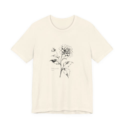 Botanical Sketch Tee — Vintage Dahlia Illustration T‑Shirt